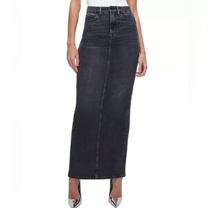 Good American Black Charcoal Denim Tube Pencil Skirt - Size 4
